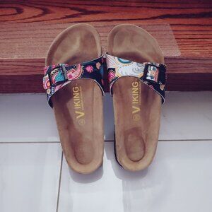 Limited Ed. Colorful Louise Paisley Print Cork Orthopedic Sandals